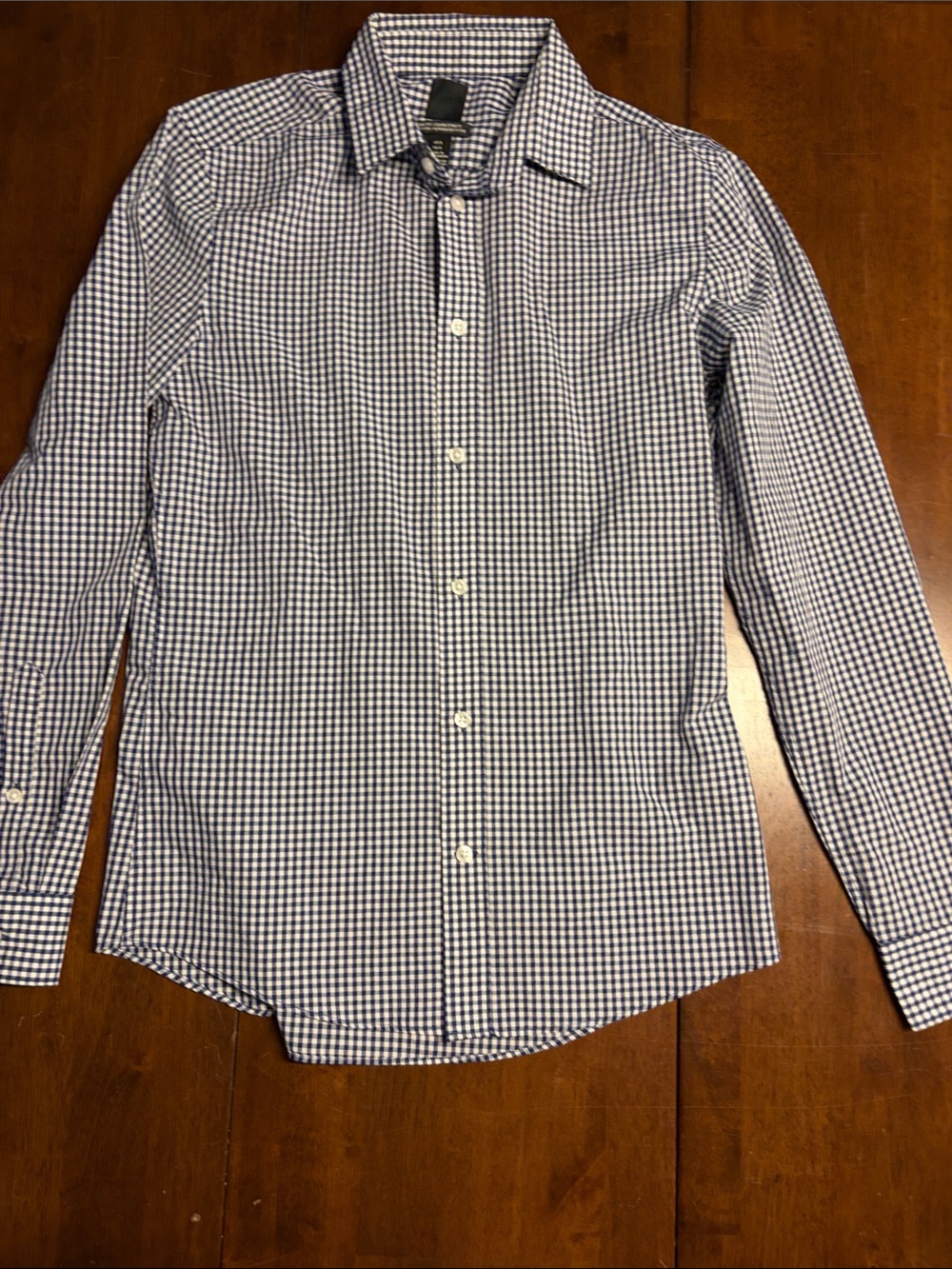 NEW!! Men's Blue and White Gingham Button-Down Shirt
